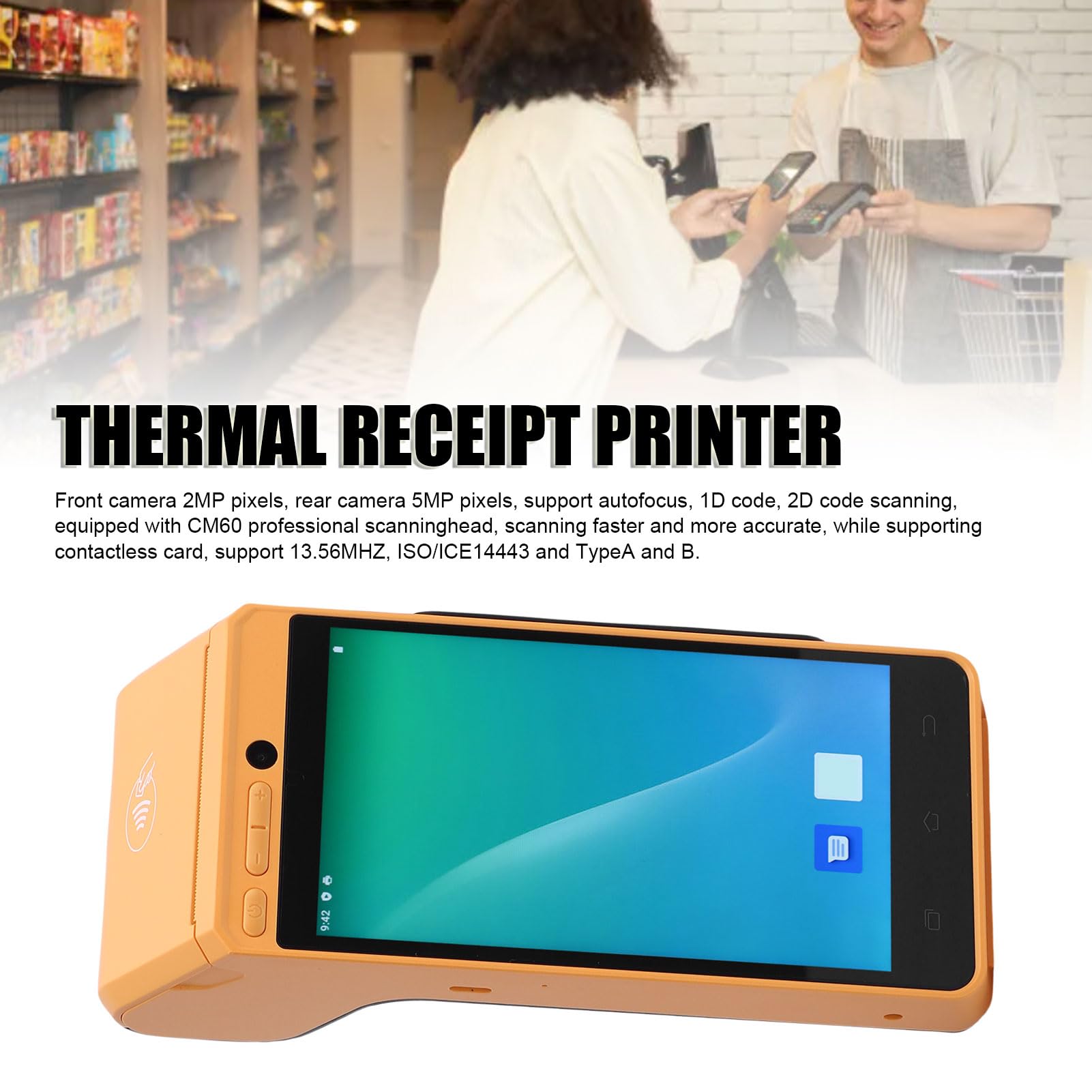 Amazon.co.jp: POS PDAレシートプリンター58mm Android 12、1D 2D QR